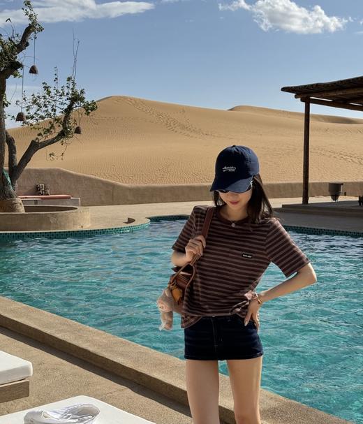 MIUMIU缪缪  条纹徽标极简主义情侣宽松短袖 商品图0