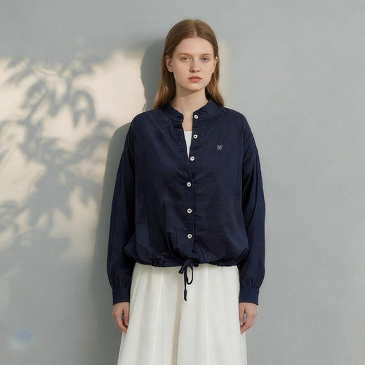 【2件9折】【Petit Bari】Petit Bari轻透百搭天丝亚麻系带遮阳衬衫 商品图4