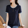 圆领短袖T恤女士夏季新款大码女装体恤拼接撞色休闲上衣洋气减龄 商品缩略图4