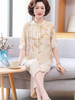 ❤️母亲节钜惠【伊泺杉新中式印花妈妈套装】泼墨印染国风图案🥰淡雅有韵味，专属妈妈的国风套装👏面料轻薄凉爽，款型时尚洋气☀️无论做工还是款式，通通满意👍国风繁花印花精致大气，妈妈穿了年轻10岁  商品缩略图2