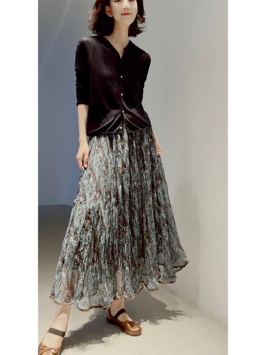 直发 巴塞光影"流浪"伞裙~度假风复古印花压褶大摆半身裙【VQJ26033419】 商品图5