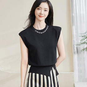 开叉针织衫 米思阳2026夏季新款时髦洋气百搭无袖上衣3088/1271