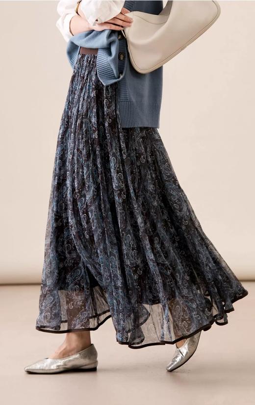 直发 巴塞光影"流浪"伞裙~度假风复古印花压褶大摆半身裙【VQJ26033419】 商品图3