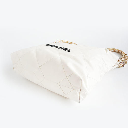 【95新】CHANEL香奈儿22Bag系列AS3260 B08038 10601小号白色黑字22bag垃圾袋单肩包女士140426NJT24 商品图7