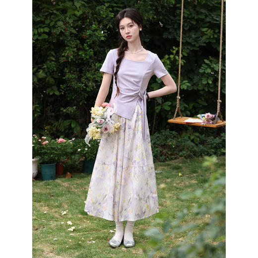 鹿向南【0420/20:00新品前1小时7折限量100件】紫色T恤 商品图1