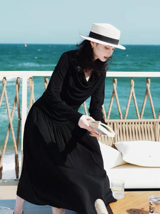 浮生八记/26A011/26A022/美利奴羊毛天丝莫代尔微荡领收腰针织套装 商品图2