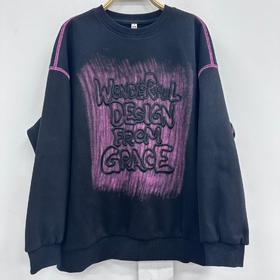 NC圆领撞色印花加绒卫衣51015（黑） 冬季 954010760321