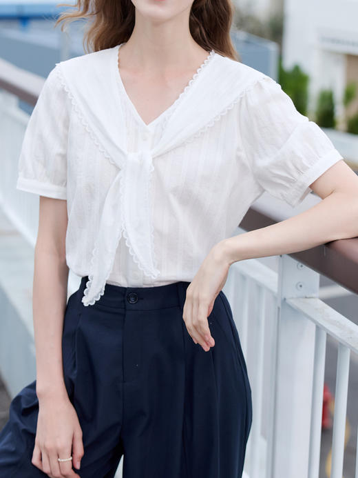 【百图lulu定制】【可露里衬衫】100%棉  两种风格  可甜可咸 披肩可拆卸  短袖衬衫 商品图4