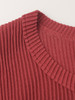 酒红色坑条针织短袖 T 恤女 夏季修身显瘦圆领薄款百搭弹力打底上衣 商品缩略图2