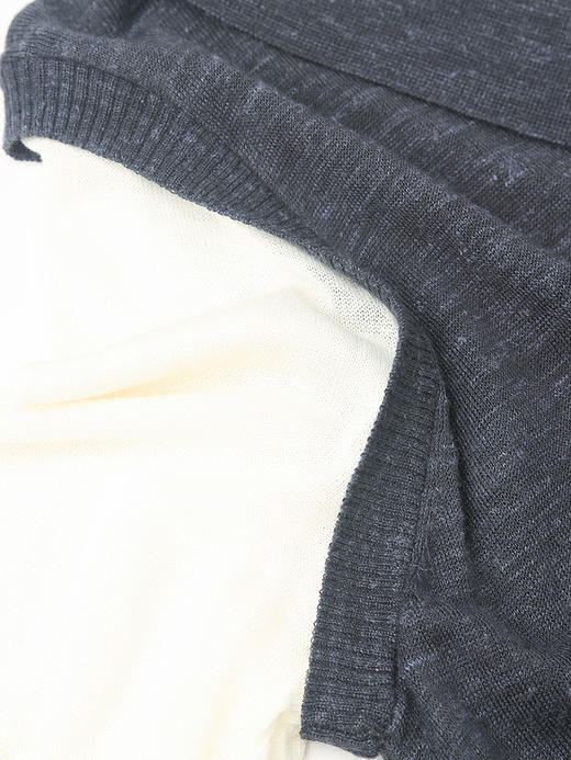 撞色假两件设计｜藏青 polo 领针织 T 恤，麻感透气宽松显瘦短袖 商品图3