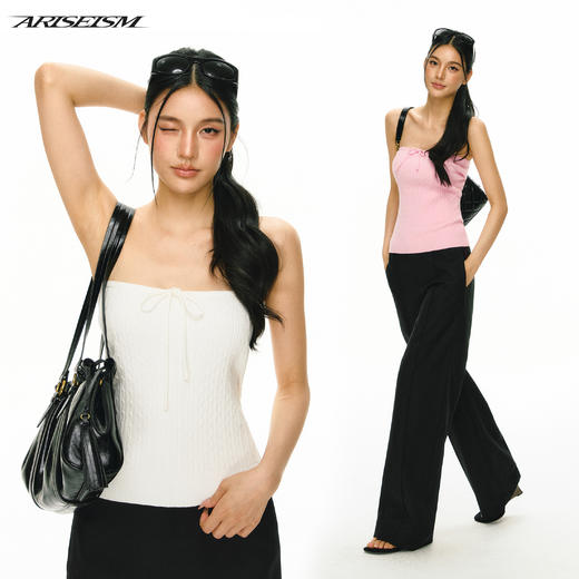 Ariseism 美式复古长款合体毛针织抹胸女夏季新款外穿上衣 商品图2