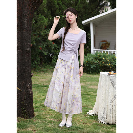 鹿向南【0420/20:00新品前1小时7折限量100件】温柔风紫色半身裙 商品图2