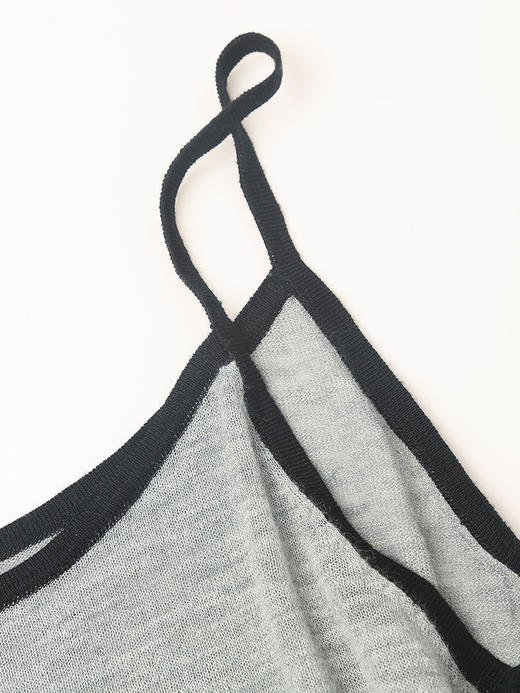 浅灰色撞色边针织两件套女 夏季短袖开衫 + 吊带背心套装显瘦百搭上衣 商品图2