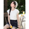 鹿向南「温柔信号」简约白色小飞袖T恤女夏新款显瘦绝美短袖上衣 商品缩略图0