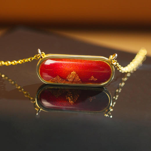 鸿运金山 · 金箔真珐琅纯银项链 商品图3