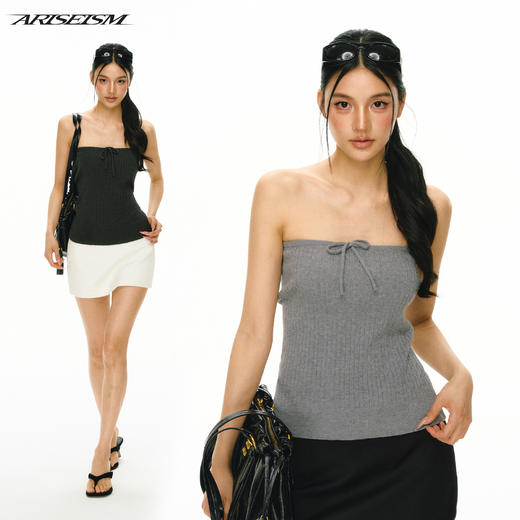 Ariseism 美式复古长款合体毛针织抹胸女夏季新款外穿上衣 商品图4