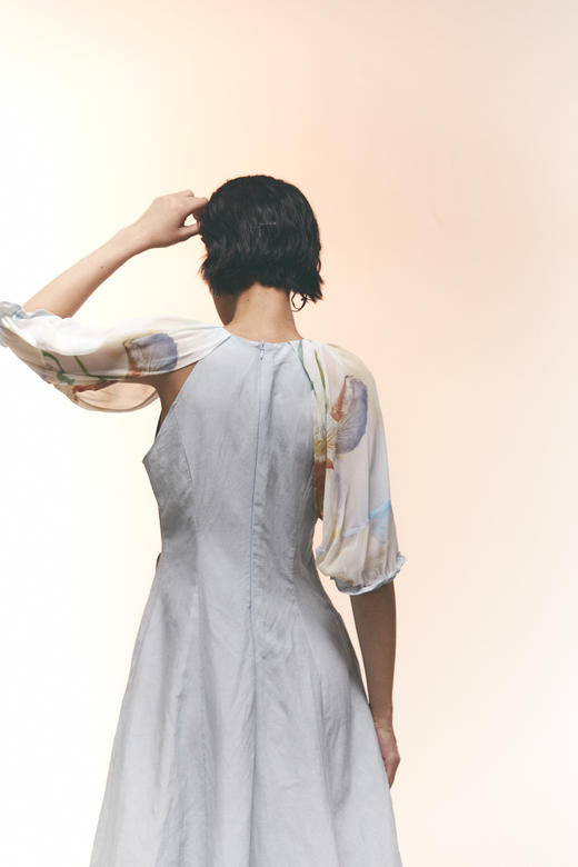 麻质拼接"幻彩花"连衣裙 商品图4