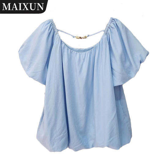 麦寻淡蓝色短袖小衫XSSFS21A 商品图0