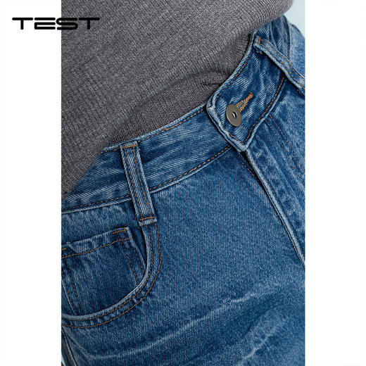 夏上新韩系慵懒高腰阔腿复古做旧宽松直筒九分牛仔裤3262016 商品图5