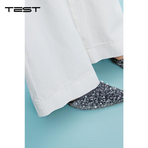 夏上新白色设计感垂感直筒高腰牛仔裤3262015 商品图5