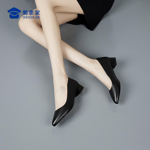 【粗跟女款工装皮鞋】3cm/5cm/7cm跟高职业通勤女鞋粗跟休闲女士单鞋 商品图5