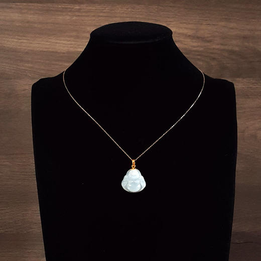 【天然正品】A货翡翠周大福足金镶天然细腻糯冰种佛公造型翡翠吊坠项链30.6*22.8*6.1MM（皆取最大值）260326NJS17 商品图8