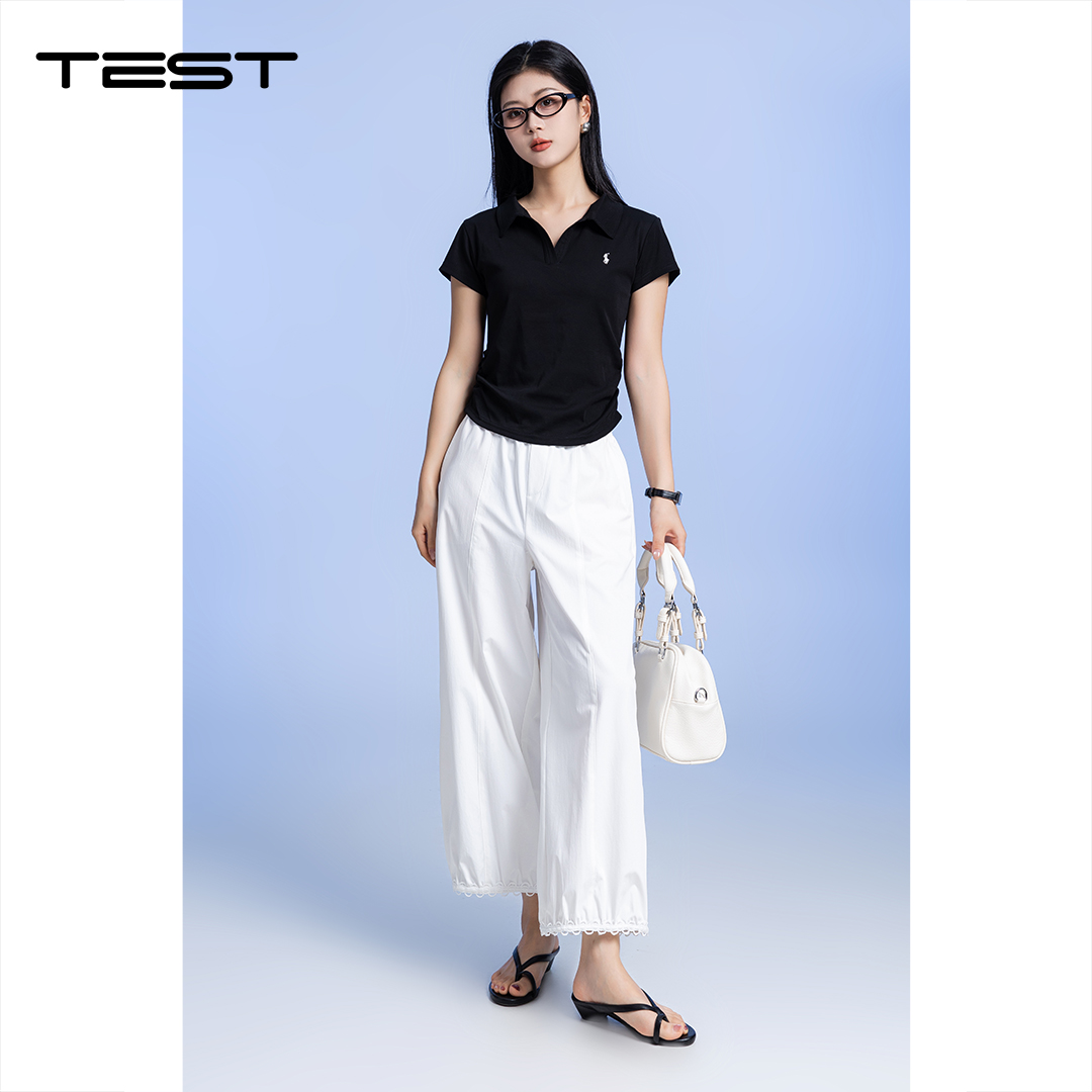 夏上新韩系简约高级感刺绣 Polo 领短袖T恤1262104