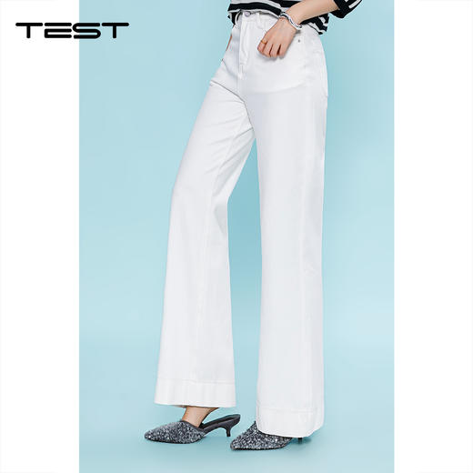 夏上新白色设计感垂感直筒高腰牛仔裤3262015 商品图1