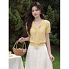 鹿向南「芒芒奶冻」气质黄色针织短袖女夏季新款披肩洋气修身上衣 商品缩略图4