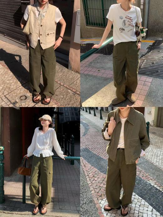 浮生八记/26A023/26A029/复古工装不规则分割两穿长裤A字双层裙裤 商品图3