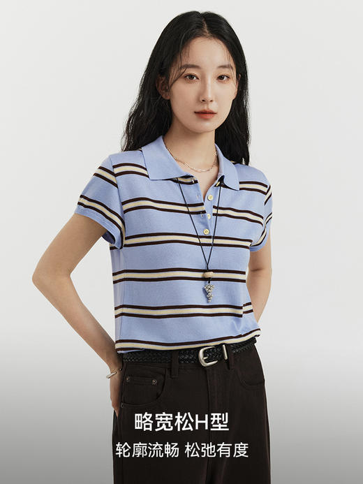 天丝醋酸撞色条纹毛衫FCG1WST030 商品图1