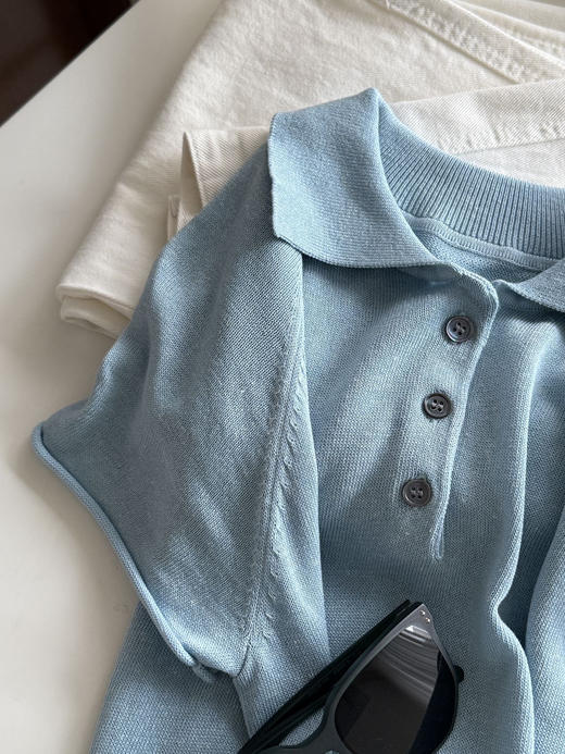 isabelle marran高智感老钱风翻领亚麻POLO衫JS3699002 商品图9