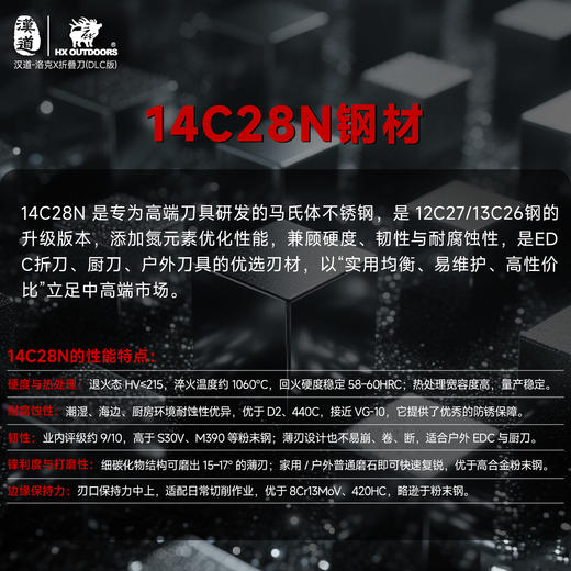 汉道14C28N洛克DLC涂层折叠刀求生刀户外折刀高硬度小刀家用水果刀便携菜刀（不带锁） 商品图4