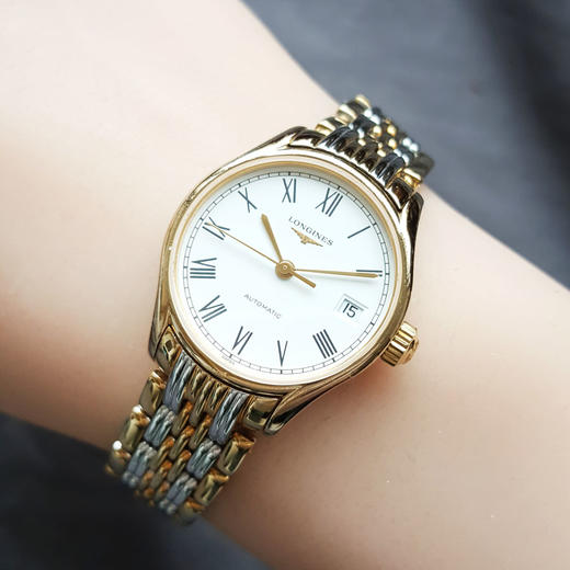 【95新】LONGINES 浪琴L4.360.2.11.7自动机械机芯日期显示25MM（女款）律雅系列精钢镀金060426NJS10 商品图7