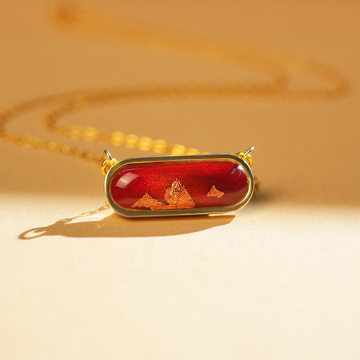 鸿运金山 · 金箔真珐琅纯银项链 商品图4