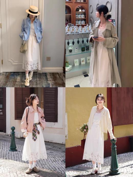 浮生八记/26A010/26A026/重工蕾丝花朵提花刺绣半裙吊带连衣裙 商品图3