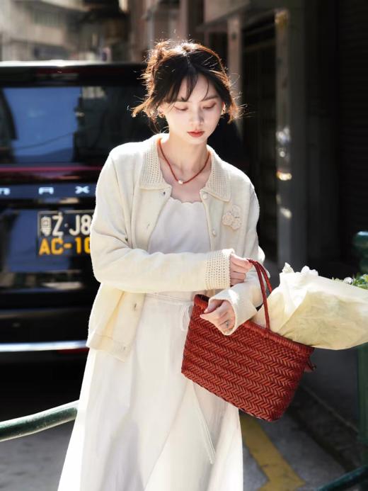 浮生八记/26A009/镂空翻领手工花朵钩花针织开衫外套 商品图3