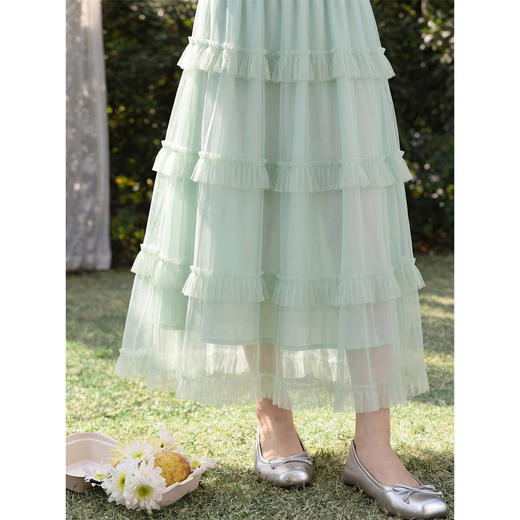 鹿向南【0420/20:00新品前1小时5折限量100件】仙女风绿色半身裙 商品图4