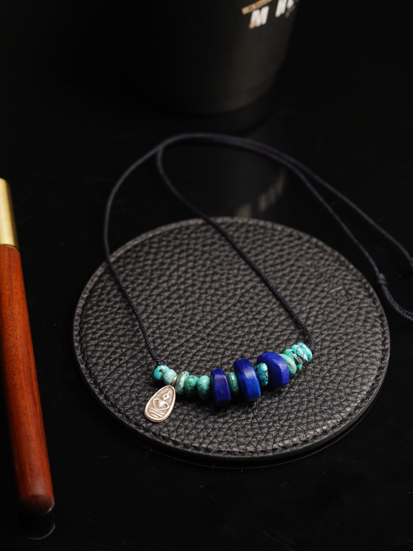 藏式绿松青金项链