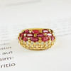 【天然正品】AU750黄金镶钻群镶天然宫廷风设计师款宽版1.21克拉红宝石戒指13.5号（戒圈可改）190326NJM27 商品缩略图3