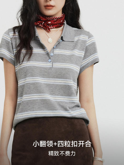 天丝醋酸撞色条纹毛衫FCG1WST030 商品图2