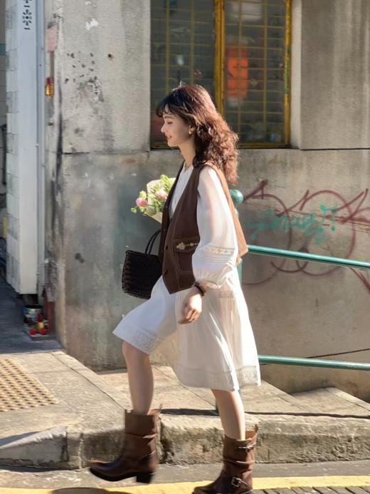 浮生八记/26A020/复古波嬉风花边镂空刺绣大裙摆连衣裙 商品图4