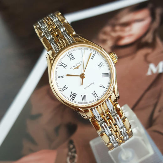 【95新】LONGINES 浪琴L4.360.2.11.7自动机械机芯日期显示25MM（女款）律雅系列精钢镀金060426NJS10 商品图3