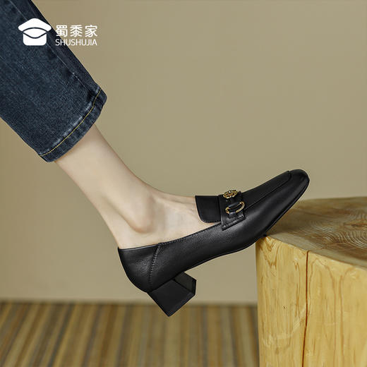 【粗跟方头乐福鞋】粗跟女士休闲皮鞋通勤办公工作鞋XLF626/XLF627 商品图8