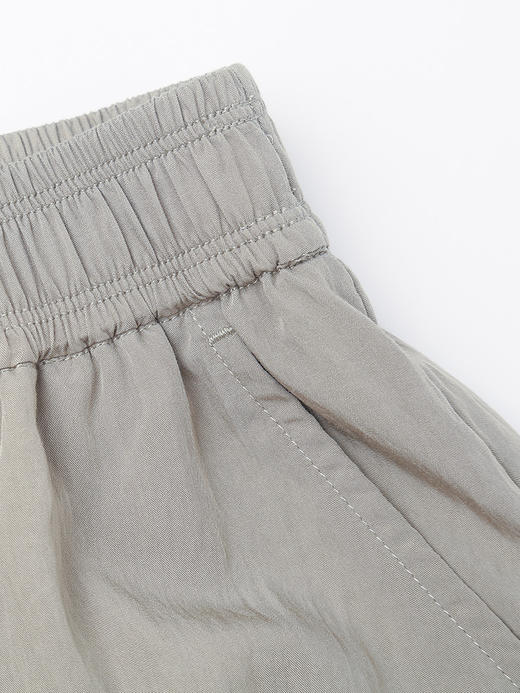 灰卡色松紧腰阔腿裤女夏季 薄款透气宽松显瘦垂感九分休闲裙裤 商品图2