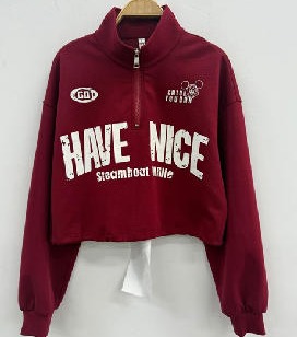 NC立领美式字母半拉链卫衣50704（红） 秋季 253060070321