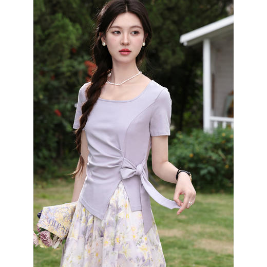 鹿向南【0420/20:00新品前1小时7折限量100件】紫色T恤 商品图3