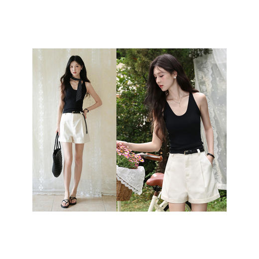 鹿向南【0420/20:00新品前1小时7折限量100件】米白色休闲短裤 商品图4