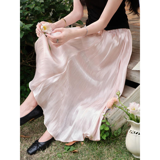 鹿向南【0420/20:00新品前1小时5折限量100件】垂感粉色半身裙女 商品图4