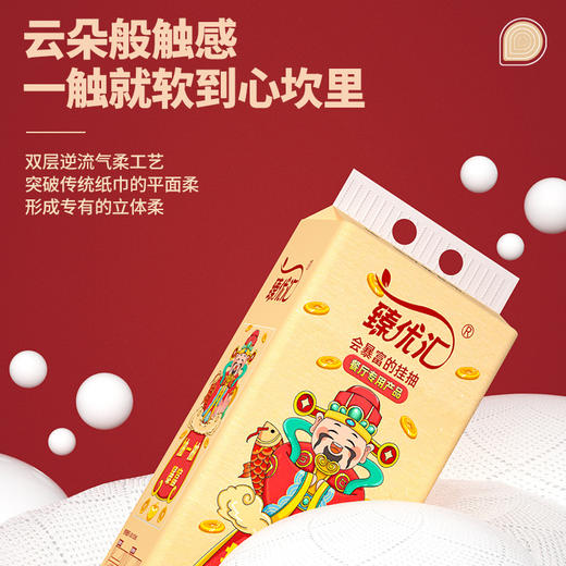 【随用随取  挂式抽纸】云朵般触感，一触就软到心坎里 柔韧强韧挂抽卫生纸 臻优汇财神挂抽家用原生木浆餐巾纸 商品图1